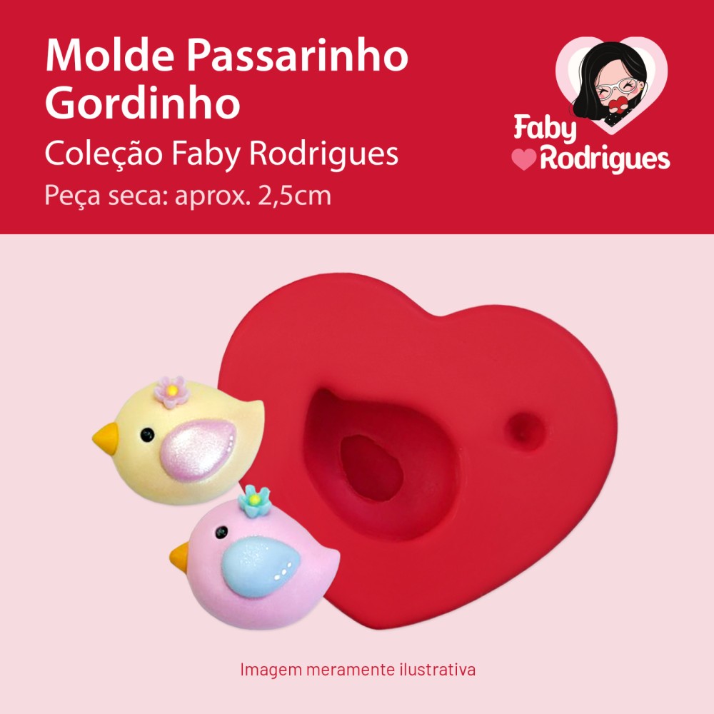 Molde de Silicone Passarinho Gordinho - Faby Rodrigues