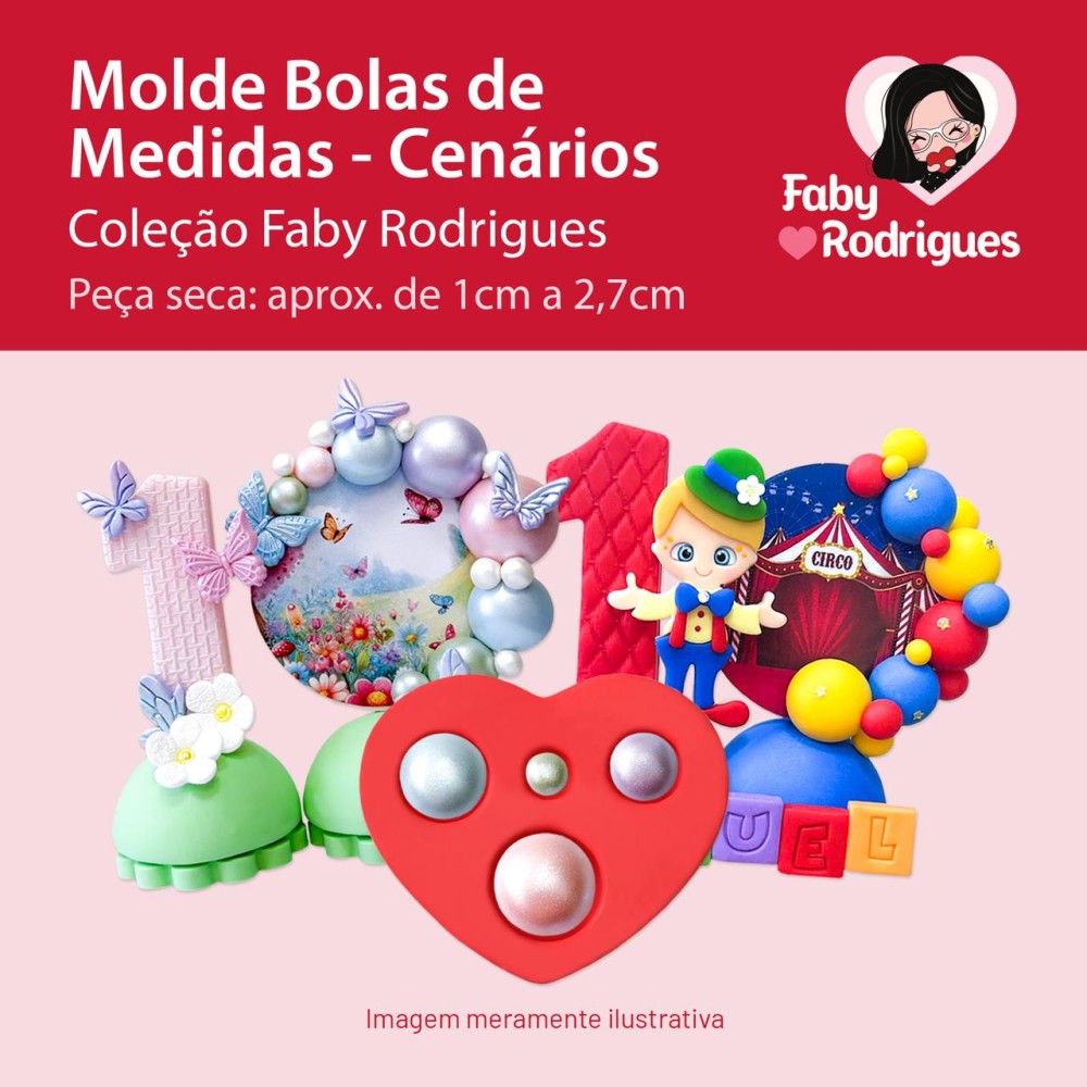 Molde de Silicone Bolas de Medidas Cenarios - Faby Rodrigues