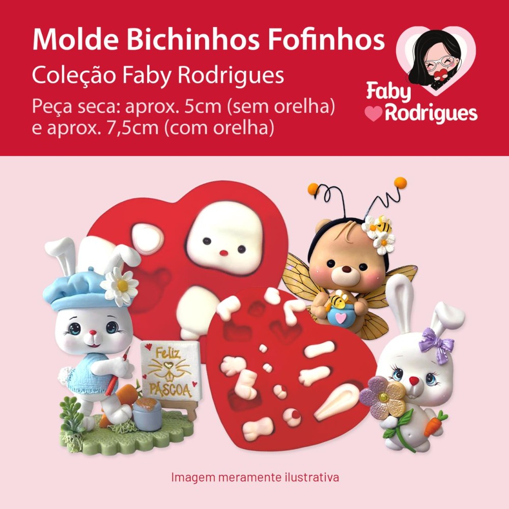 Molde de Silicone Bichinhos Fofinhos - Faby Rodrigues