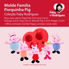 Molde de Silicone Familia Porquinha Pig - Faby Rodrigues