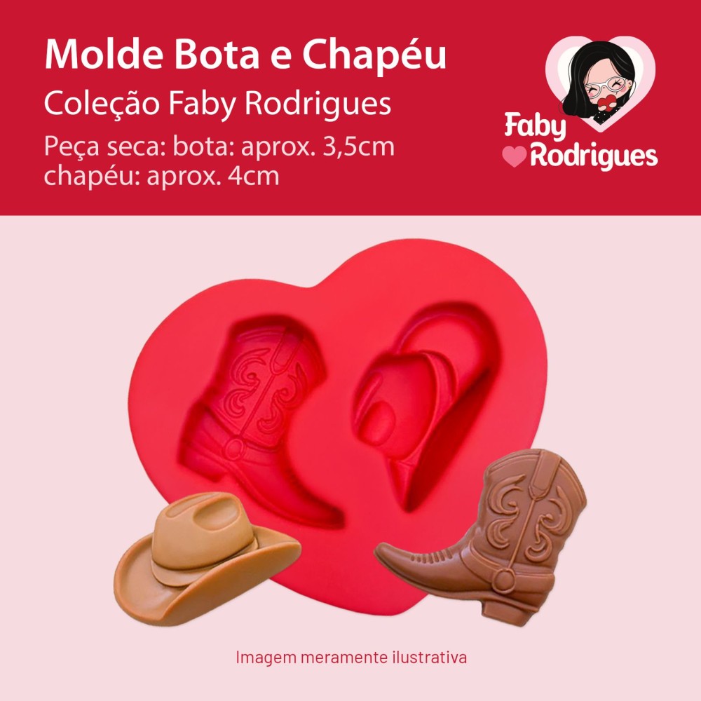 Molde de Silicone Bota e Chapeu - Faby Rodrigues