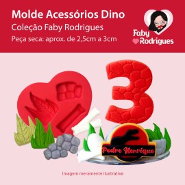 Molde de Silicone Acessorios Dino - Faby Rodrigues