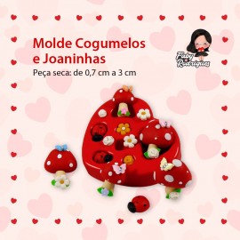 Molde de Silicone Cogumelos e Joaninhas - Faby Rodrigues