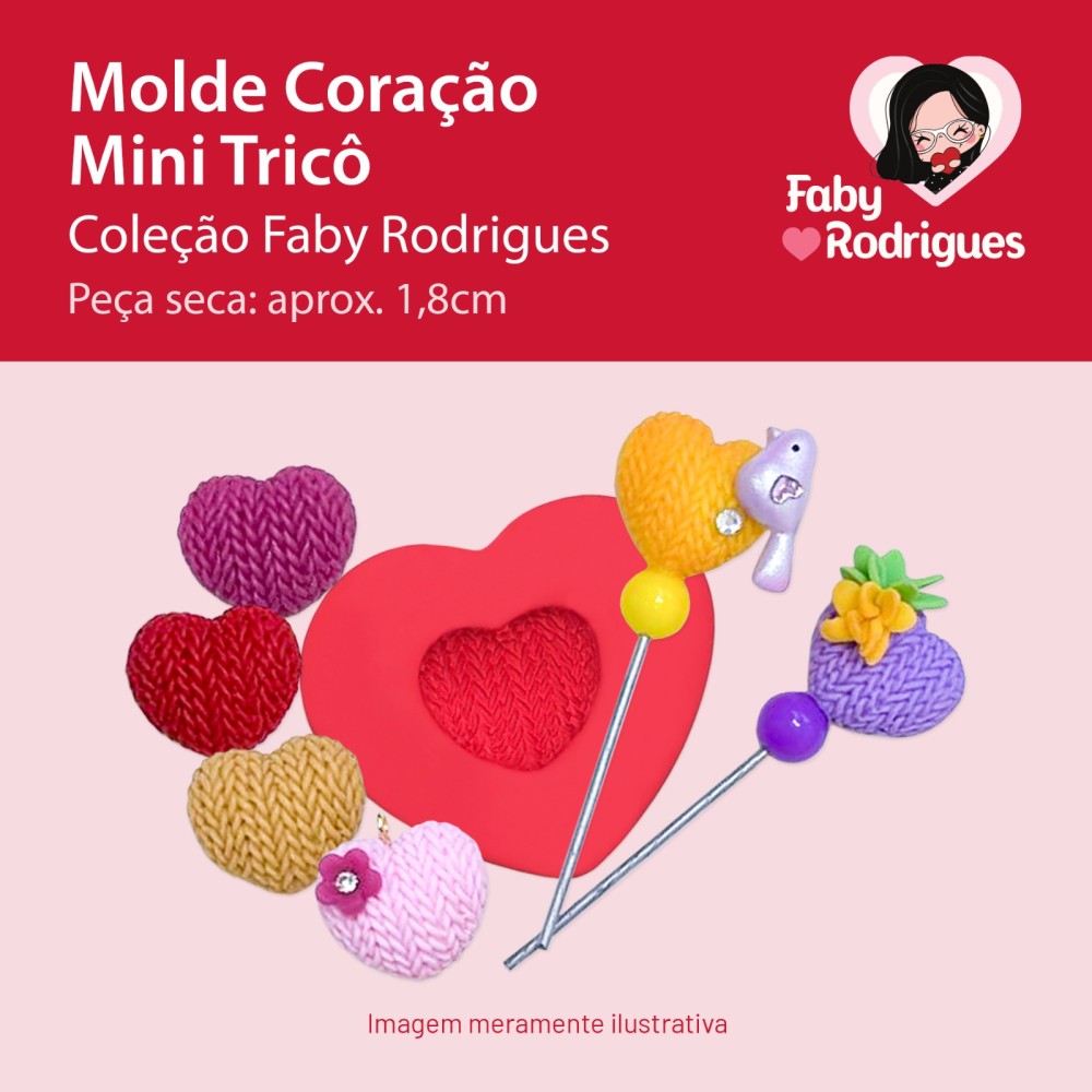 Molde de Silicone Coração Mini Trico - Faby Rodrigues