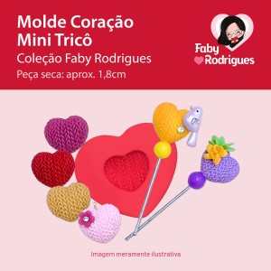 Molde de Silicone Coração Mini Trico - Faby Rodrigues