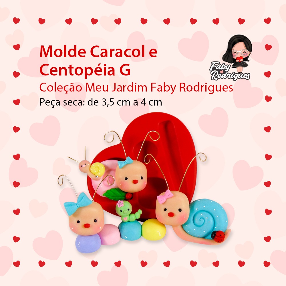 Molde de Silicone Caracol e Centopéia G - Faby Rodrigues