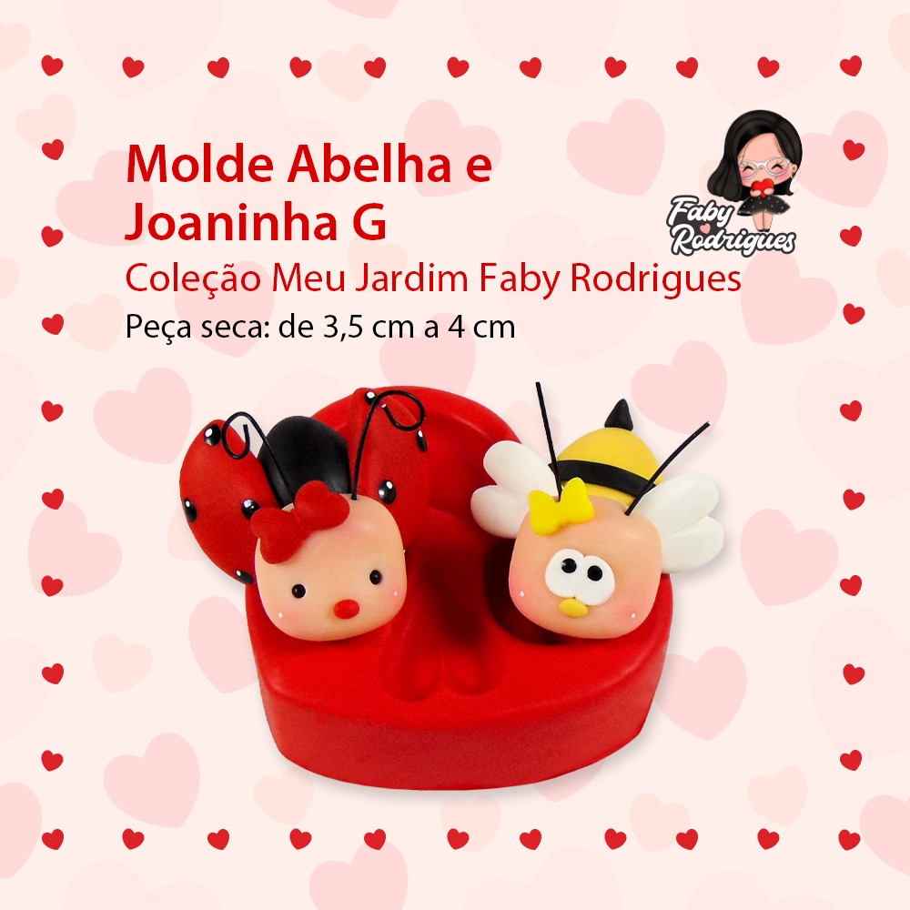 Molde de Silicone Abelha e Joaninha G - Faby Rodrigues