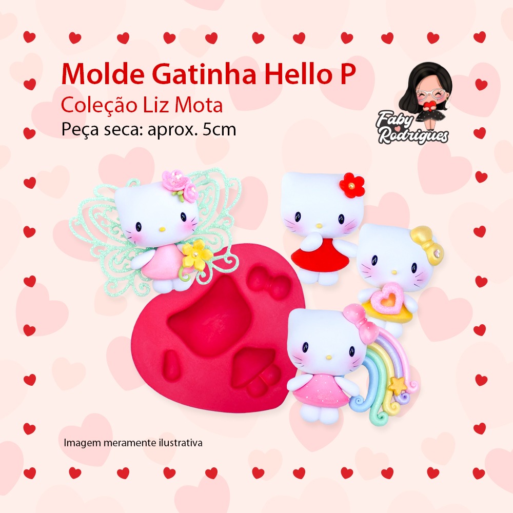 Molde de Silicone Gatinha Hello P - Liz Mota