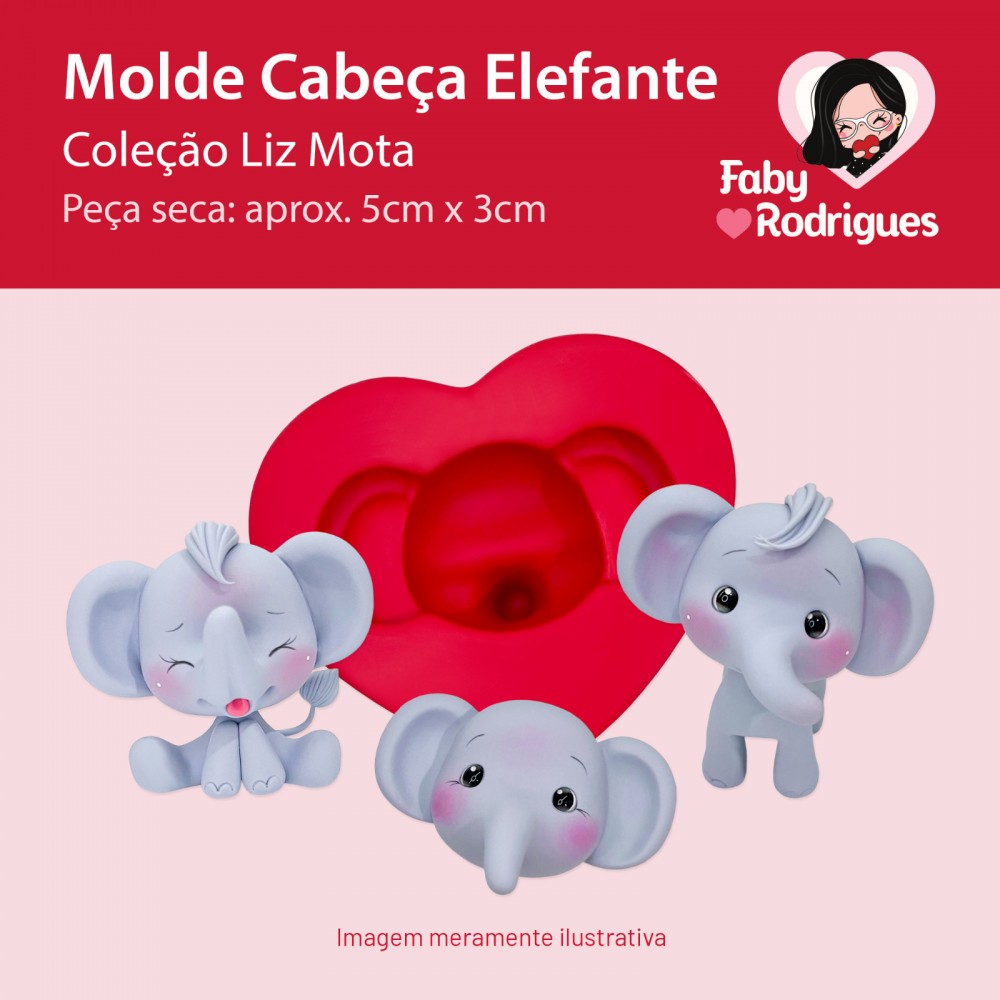 Molde de Silicone Cabeça Elefante - Liz Mota