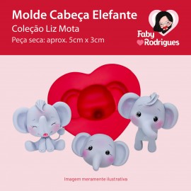 Molde de Silicone Cabeça Elefante - Liz Mota