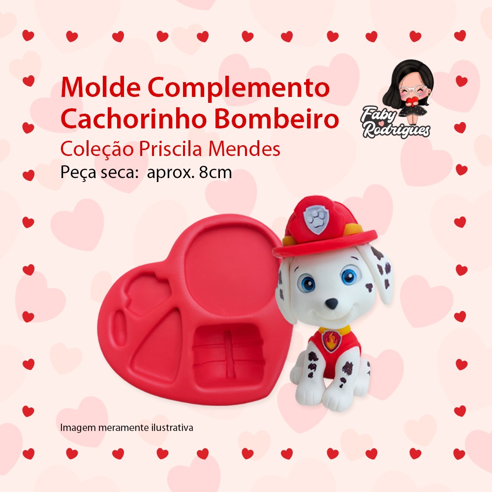 Molde De Silicone Complemento Cachorrinho Bombeiro - Priscila Mendes