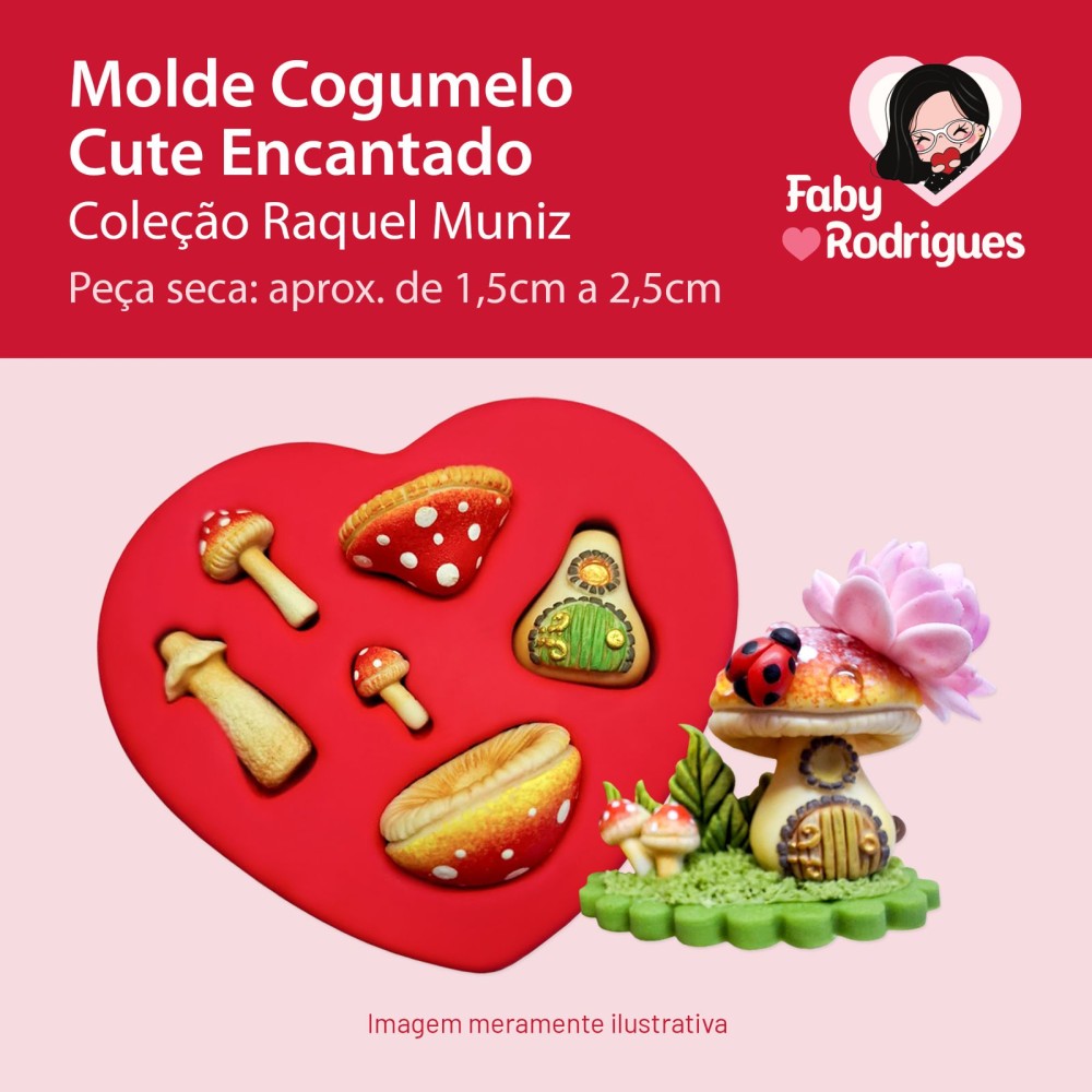 Molde de Silicone Cogumelos Cute Encantado - Raquel Muniz