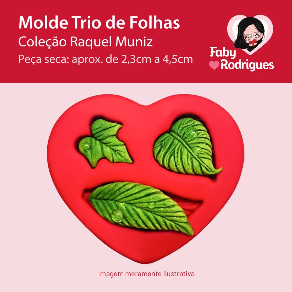 Molde de Silicone Trio de Folhas - Raquel Muniz