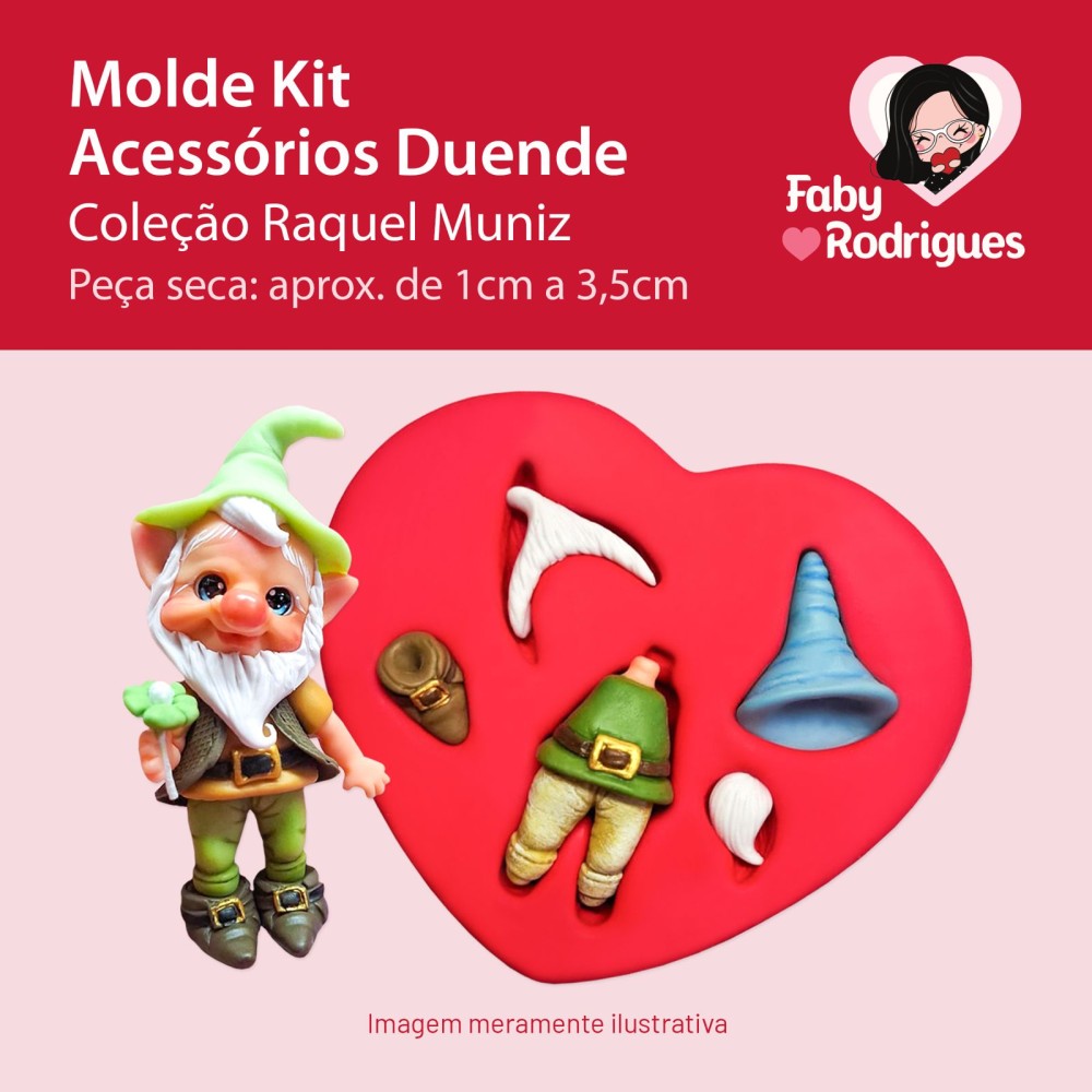 Molde de Silicone Kit Acessorios Duende - Raquel Muniz
